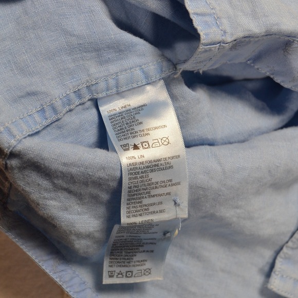 Tommy Bahama Blue Linen Button Up Shirt Long Sleeve Relaxed Fit Breathable Soft - Picture 7 of 7